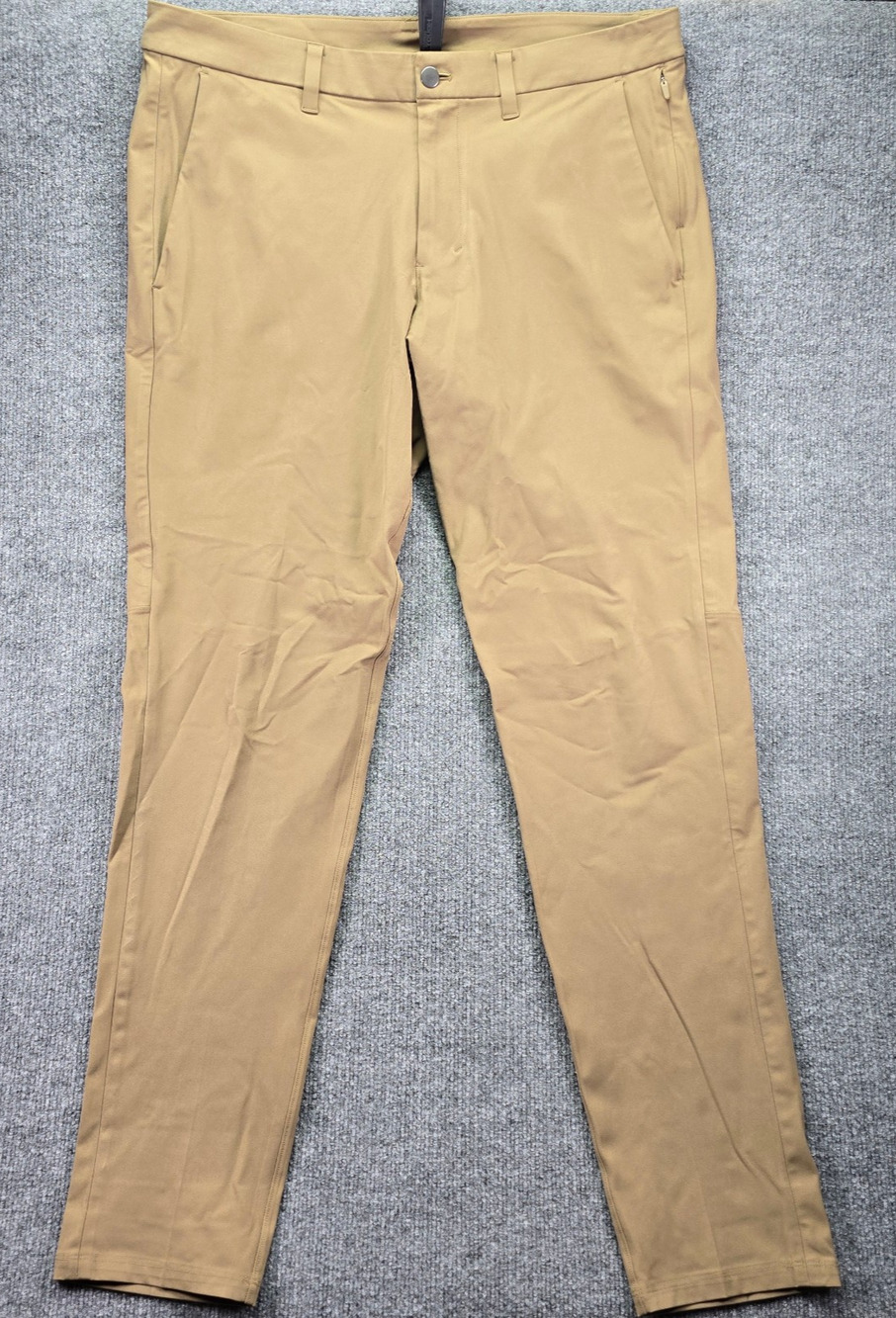 Lululemon Commission Pants Mens 36 (36x34) Slim Khaki Warpstreme Stretch Chinos